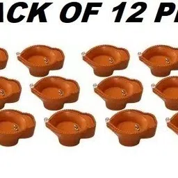 neuton Real Diya,Water Sensor Brown Lighten Up When Fill with Water Plastic Plastic (Pack of 12) Table Diya Set image 1