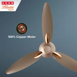 USHA Bloom Daffodil 1250mm 3 Blade Copper Motor Ceiling Fan (Noiseless Operation, Sparkle Golden and Brown) image 5