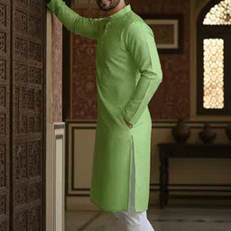 divra clothing Men Self Design Jacquard Straight Kurta image 5