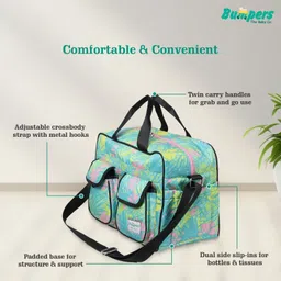bumpers Tropical Leaf Multifunctional Maternity Waterproof Bag For Mothers & Baby,Travel Diaper Bag image 2