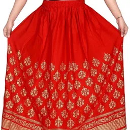 kurtiskirts Women Printed A-line Red Skirt-picture-22