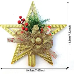 apsambr Golden Christmas Tree Topper Star | Decorative Star for Tree Top Topper Ornaments Pack of 1 image 2