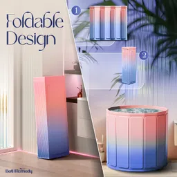 bathremedy Bath Tub for Adults for Bathroom Portable Foldable Ice Bath Tub | Fast Muscle Recovery | No Installation Needed | Leak-Proof Hot & Cold Tub (Pink & Purple) Free-standing Bathtub image 5