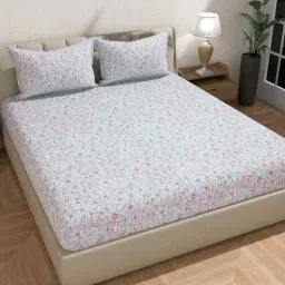 florida Microfiber Floral Double Bedsheet with 2 Pillow Covers - White, 228x245 CM-picture-36