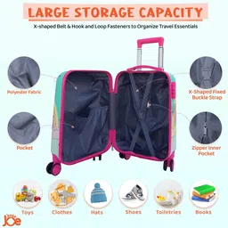 junior joe Small Cabin Suitcase (20 inch) 4 Wheels - Lightweight Kids Rolling Luggage With Hard Shell Carry On Travel Trolley Bag - Multicolor image 5