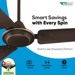 max speed Classic Smoke Brown Ceiling Fan for Small Room, Kitchen and Pooja Room with 12 Months Warranty Ultra High Speed 1200 mm Ceiling Fan image 2