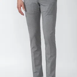 van heusen Men Slim Fit Grey Cotton Blend Trousers-picture-14