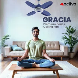 activa Gracia 28 Watts Noiseless 850 RPM High speed with LED Light with Energy Saving 5 Star 600 4 Blade Ceiling Fan image 2