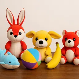 growgame Cute Animal Plush Toys | Bunny, Dog, Bear, Dolphin, Banana & Color Ball - 15 cm-picture-33