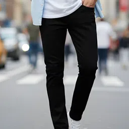 urbano fashion Men Slim Mid Rise Black Jeans-picture-16