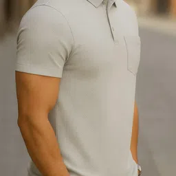 scuba Men Checkered Polo Neck Polyester Grey T-Shirt image 3