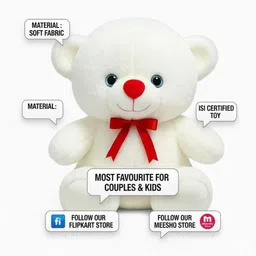funtoos White Couple Teddy Soft Toy for Valentine’s Day | Romantic Gift for Lovers - 26 cm image 3