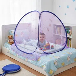 ruglynn BLUE FLORAL Polyester Washable Infants Mosquito Net image 1