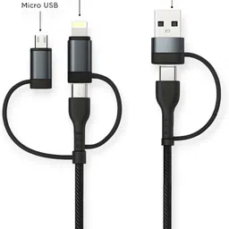 ULTRADART USB Type C Cable 1 m Nylon Braided 6 in 1 Universal PD Cable 100W | Multi Charging USB A + C to C / Lightning / Micro | Smart Chip Protection-picture-12