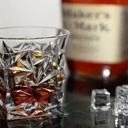 newtown (Pack of 2) Diamond Design Crystal Cut Whiskey Glass Set (300 ml) (2) Glass Set Whisky Glass image 2