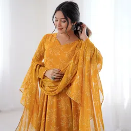 parv enterprise Printed Georgette Stitched Anarkali Gown image 5