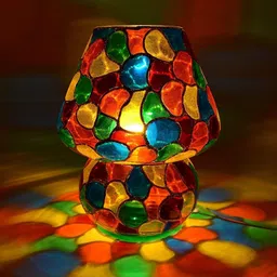 deshilp Multi Color Hand Painted Table Lamp (17 cm, Multicolor) Use Best Color Table Lamp image 2