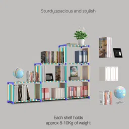 inside style 18 Layer Multipurpose Portable SpaceSaving Cloth/Shoe/Books Shelf Home & Office Metal Open Book Shelf image 2