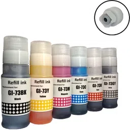 HYNEAR GI-73 Ink (6 Color) For Can: Pixma G570,G670,G550,G650,G620 Printers Red, Grey, Black + Tri Color Combo Pack Ink Bottle image 2