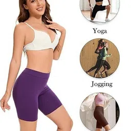 flosee Pack of 4 Solid Women Multicolor Cycling Shorts, Gym Shorts, High Waist Shorts, Running Shorts, Sports Shorts image 2