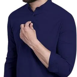 guys hub Men Solid Cotton Blend Straight Kurta image 2