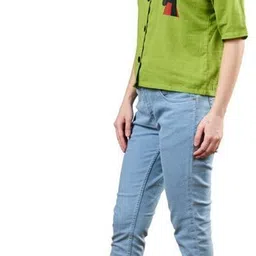 firstcutiepi Women Oversized Fit Self Design Spread Collar Casual Shirt image 5