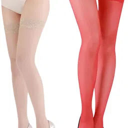 neska moda Women, Girls Lace Top Stockings image 1