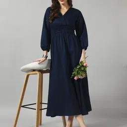 femvy Solid Crepe Stitched Anarkali Gown image 1