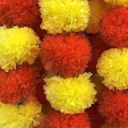 wdecor Red, Yellow Marigold Artificial Flower (60 inch, Pack of 4, Garlands) Yellow, Red Marigold Artificial Flower image 5