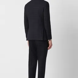 peter england Men Men Black Check Slim Fit Formal Two Piece Suit Checkered Suit image 3