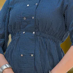 yash gallery Casual Regular Sleeves Striped Women Blue Top image 4