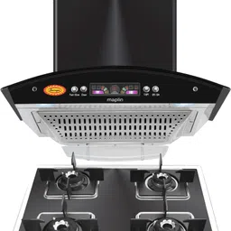 maplin Combo of 4 Burner LPG Cooktop (SQ Prima) and Kitchen Chimney (Eco Push) Auto Clean Wall Mounted Black 1400 CMH Chimney image 3