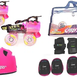 jaspo CRAZY KID PINK junior Skates Combo (skates+helmet+knee+elbow+wrist+bag)suitable for age upto 5 years Skating Kit-picture-15
