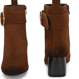 roadster Premium Lightweight Brown Block Heel Casual Boots for Women Boots For Women image 4