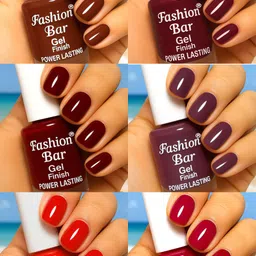fashion bar Gel Finish Power Lasting six nail polish shades collection Set No.A93 Multicolor-picture-11