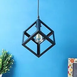 areezo Black Cube Shape Modern Design Hanging Pendant Ceiling Lamp Light for Home,Dining Room,Bedroom,Living Room,Office Decor (Bulb Not Included) (Pack of 4) Pendants Ceiling Lamp image 2