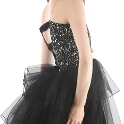 kiyoo Women Fit and Flare Black Mini/Short Dress image 3