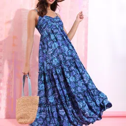 tokyo talkies Women Maxi Blue Full Length Dress-picture-12