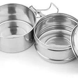 udine Stainless Steel 2 Compartment Lunch Box/Tiffin with Lid and Handle 2 Containers Lunch Box image 2