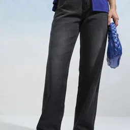 tokyo talkies Women Straight Fit Mid Rise Black Jeans-picture-10