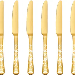 oicia Gold Dinner Knives, 9-Inch Butter Spreader Knives, Table Knives, food knives Stainless Steel Steak Knife Set-picture-10