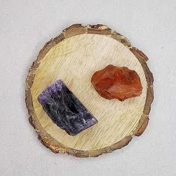 divinity crystals Amethyst +_Carnelian Crystal Combo with Bark Coaster for Healing, Regular Round Crystal Stone-picture-10