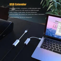 microware USB to RJ45 200m Extender, USB 2.0 200M Extender Over RJ45 Ethernet Cable USB2.0 RJ45 200M Extension Adapter TX RX Sender Receiver Extender Lan Adapter image 4