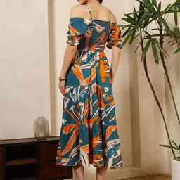 starword Women Fit and Flare Green Maxi/Full Length Dress image 2