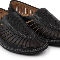 fausto Laser Cut Stiched Design Fashion Party Ethnic Wedding Slip On Comfort Jutis and Mojaris For Men image 2