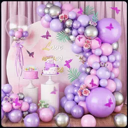 r g accessories Solid Purple Pink Silver Garland Kit Of 61 Pcs For Party-A Balloon-picture-41