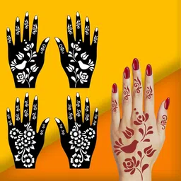 surmul Amazing Combo Of Mehndi Stencils for Family Functions & Festivals Pack Of 2 image 2