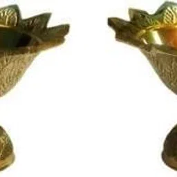 crinikle Brass (Pack of 2) Table Diya Set image 2
