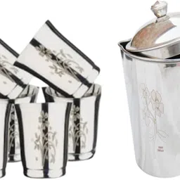 miiart Stainless Steel Water Jug 2 Litre with lid and 6 Glass Set (Jug Size: 25 cm) Jug Glass Set-picture-37