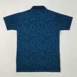 colortrait Men Geometric Print Polo Neck Cotton Blend Blue T-Shirt image 3